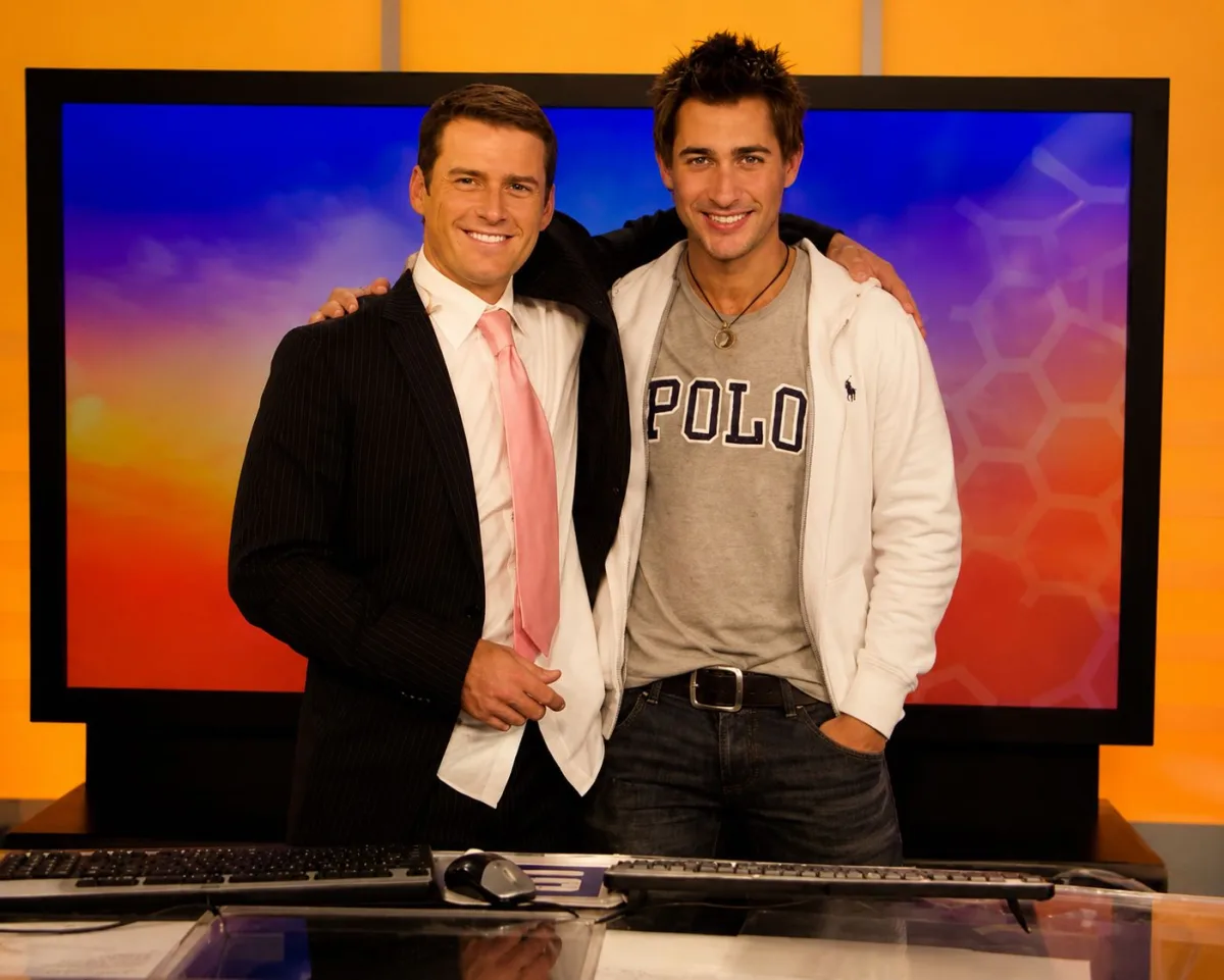 Sam Powers with Karl Stefanovic on the Today Show set, Channel 9, 2008